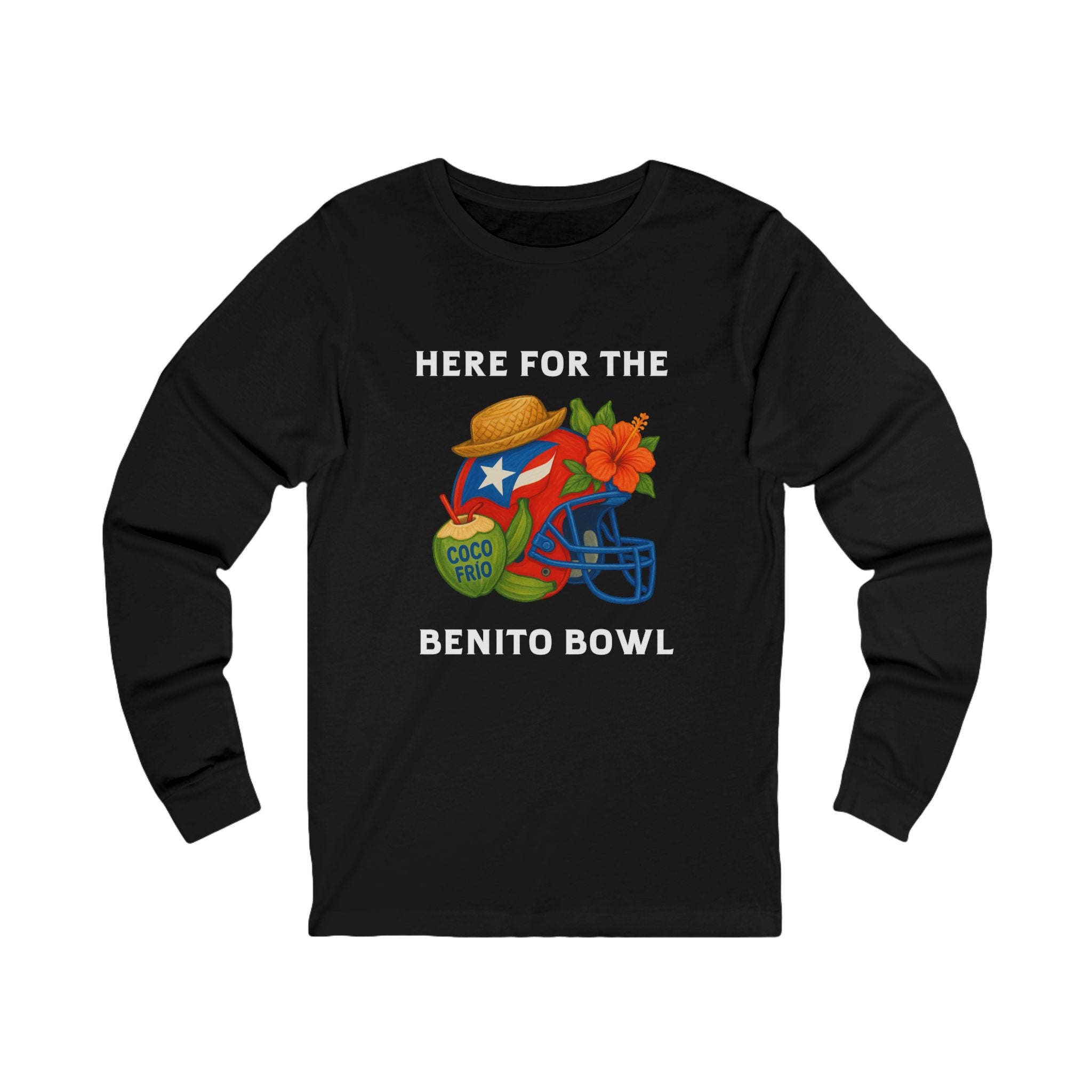 Puerto Rican Football Helmet Long Sleeve Tee (Red Helmet)