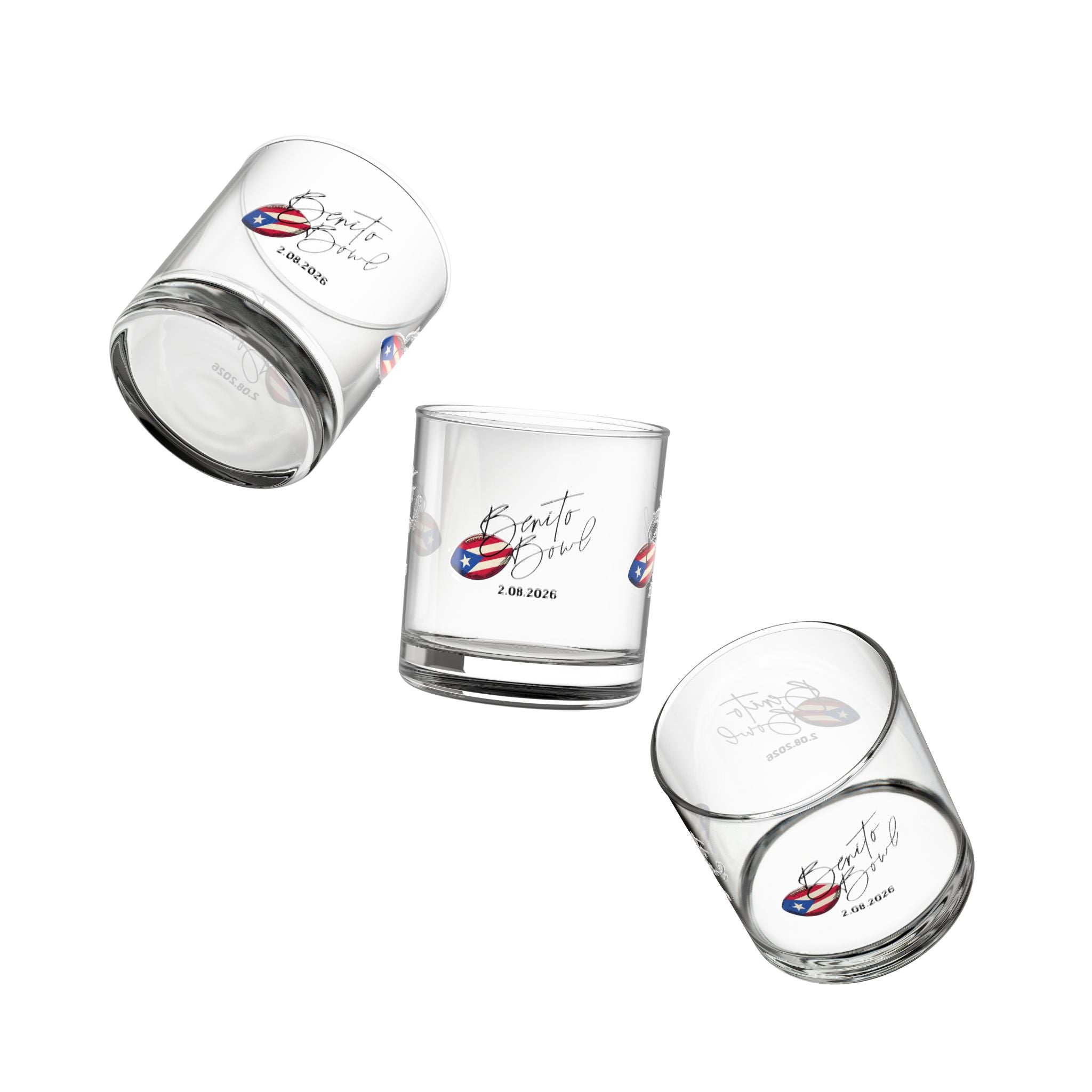 Benito Bowl Puerto Rican Flag Rocks Glass (10oz)