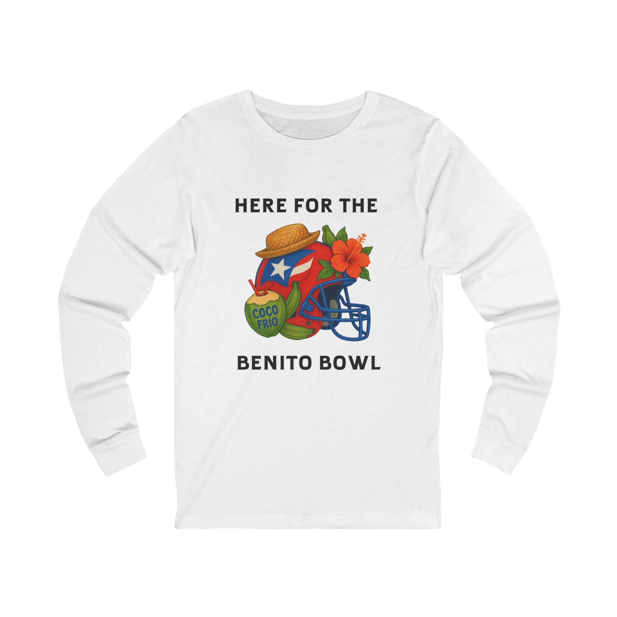 Puerto Rican Football Helmet Long Sleeve Tee (Red Helmet)